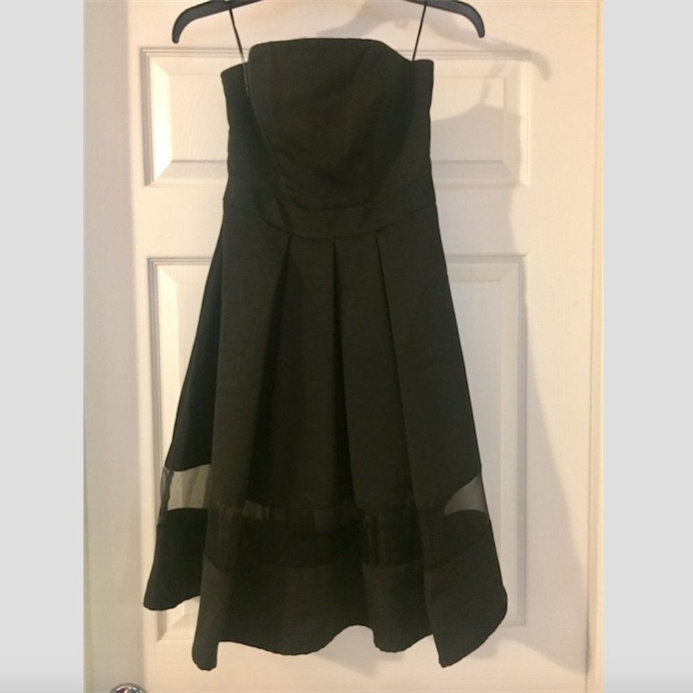 Express Strapless Organza Dress, Black, Sz 0